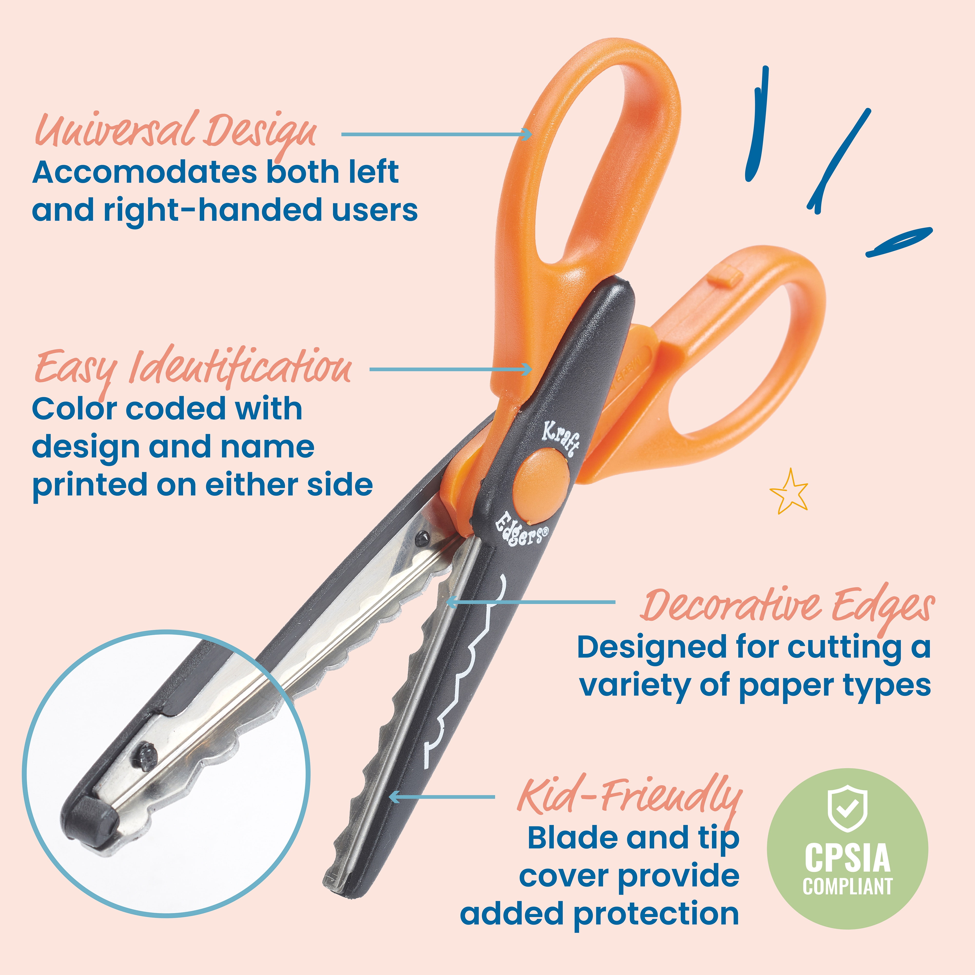 ECR4Kids ELR-13206 Cutting Edge Ultra-Grip 8.5 Precision Stainless Steel  Scissors - Heavy Duty for Offices, Home, School, 8.5 Scissor, Assorted