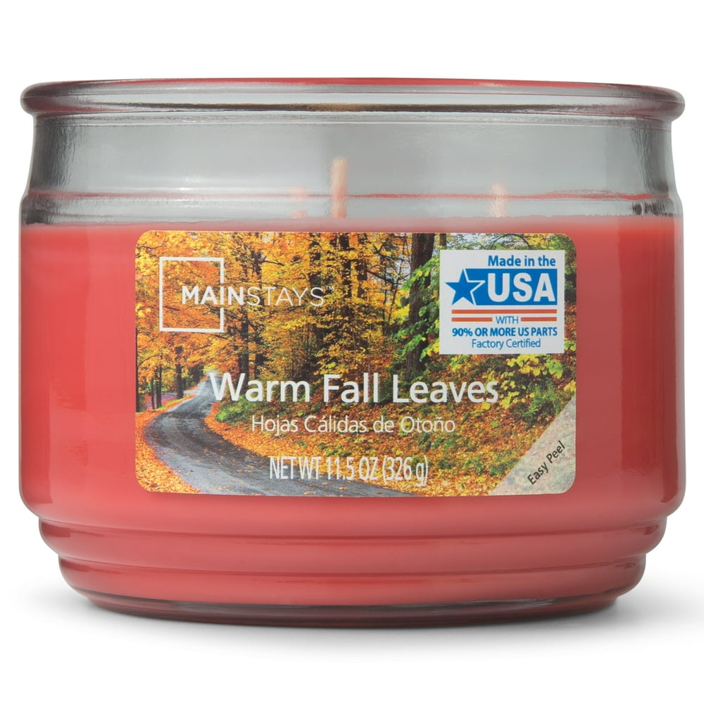Mainstays 3Wick Table Top Candle, 11.5 oz., Warm Fall Leaves Walmart