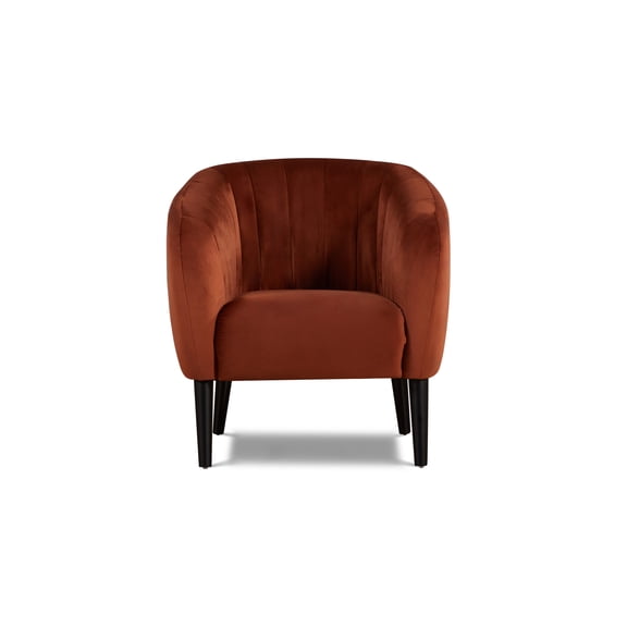 AC Pacific Emmett Living Room Accent Chair with Barrel Design, Burnt Orange
