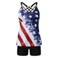 thumbnail image 3 of Women Plus Size Print Strappy Back Tankini Set Two Piece Swimdress Panty Bathing, 3 of 6