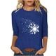 thumbnail image 1 of Camisetas de Manga Larga de las Mujeres Imprimir Navidad Cuello Redondo 3/4 Manga Suéter, Top Casual para las Vacaciones, 1 of 3