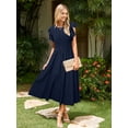 thumbnail image 2 of Vestido Simplee para mujer, a rayas, midi, azul marino, talla M, 2 of 6