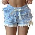 thumbnail image 3 of Gupgi Women Ruffles Shorts Harajuku Bow Lace Sleep Shorts Pajama Short  Pants, 3 of 5