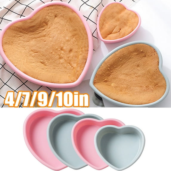 Cheers.US 4/7/9/10 Inch Silicone Heart Shaped Rainbow Cake Baking Pans, Heart Cake Layer Pan , Non-Stick Silicone Cake Bakeware Mold, Tray Baking Flexible Molds
