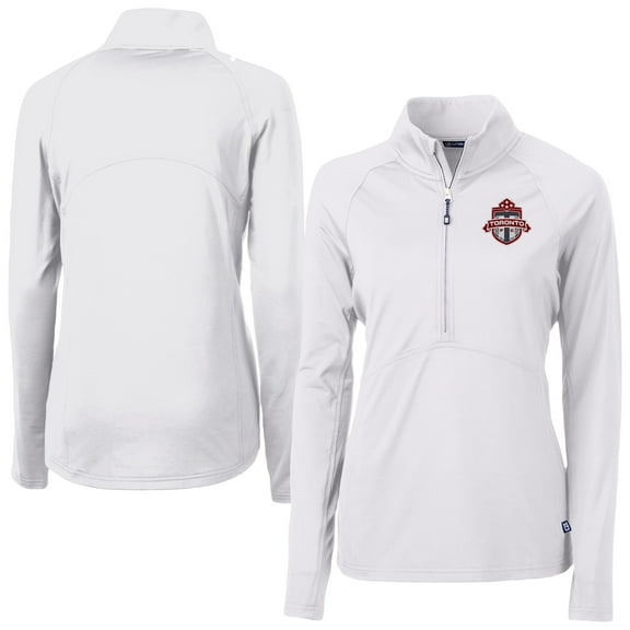 Women's Cutter & Buck  White Toronto FC Adapt Eco Knit Stretch Recycled Half-Zip Top