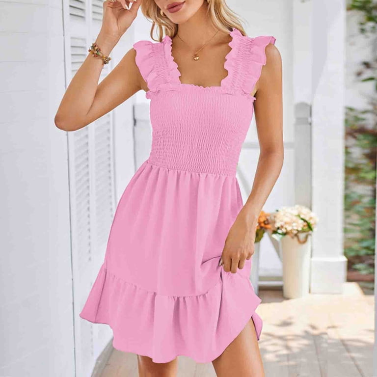 pink knee length dress for wedding Pink Blush Dress , Pink Bridesmaid Midi Dress , Tea Dresses , Wedding Guest  Outfits , Spring Summer Sundress , Vintage Inspired