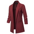 thumbnail image 1 of FashionOutfit Women's Solid 3/4 Shirring Sleeves Open Front Blazer Jacket, 1 of 1