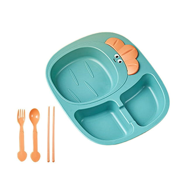 CSChome Food-grade Cutlery Set For Kids Cutlery Set Radish Compartment - Creative Cute Shape Easy to Clean Dinner Plate Set, Bowl Cup, Food-Grade