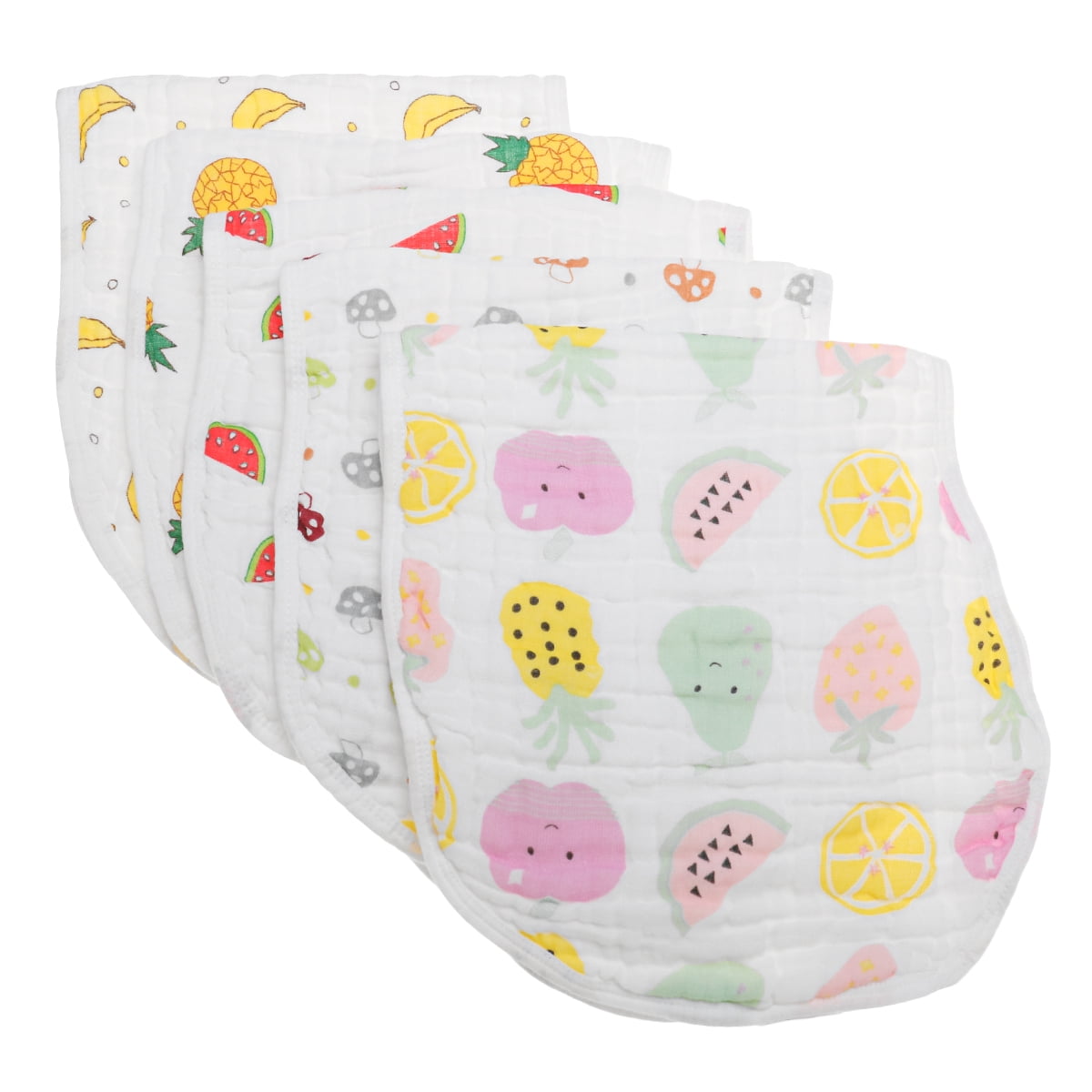100% Organic Cotton Soft Absorbent Triple Layer Burping Rags for Newborns Baby Shower Gift 5-Pack Baby Burp Cloths for Girls 