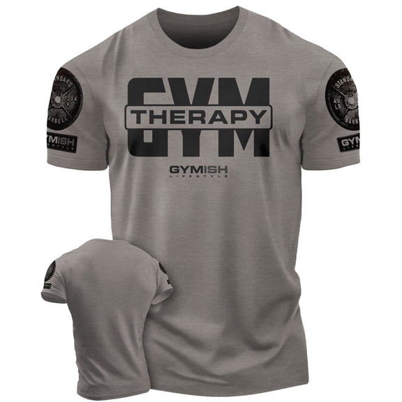 Gymish Gym Therapy V2 Workout T-Shirt for Men, Funny Gym Shirts, Lifting T-Shirt, Deadlift Tee, Men's Gym Shirt, Workout Tops, Powerlifting & Bodybuilding Tee