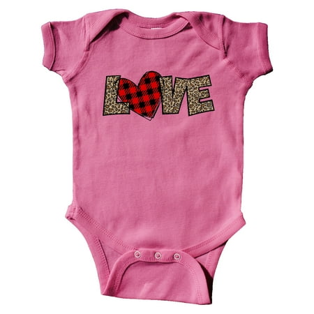 

Inktastic Love in Red Plaid and Leopard Print Gift Baby Boy or Baby Girl Bodysuit