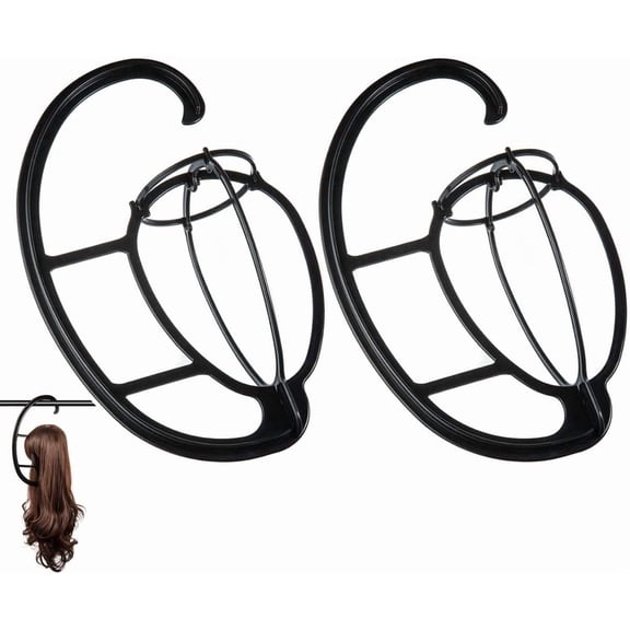 2 Pack Hanging Wig Stand, Foldable Wig Holder for Wig Storage, Portable Wig Hanger for Drying and Shaping All Types of Wigs