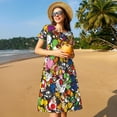 thumbnail image 3 of Lsque Mario Print Women's Casual Dress T-Shirt Summer Short Sleeve Scoop Neck Swing Dresses, 3 of 7