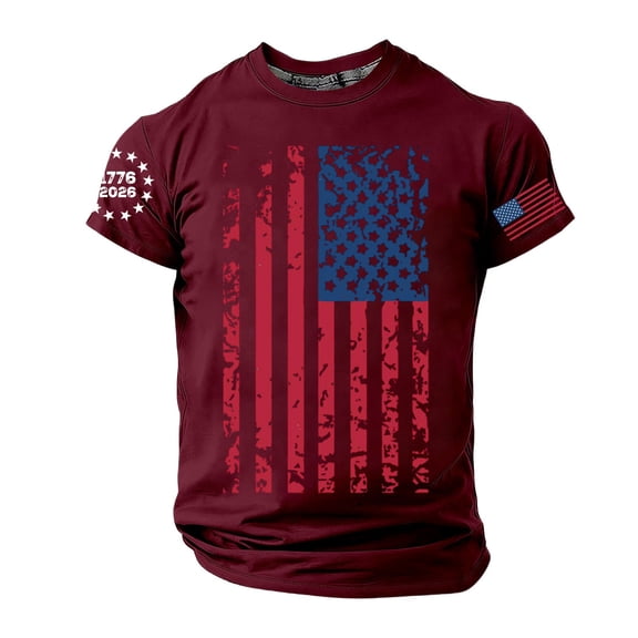 LPKRT Men 250Th Anniversary Patriotic T Shirt - American Flag Graphic Tee, Crewneck Summer Top(-S)