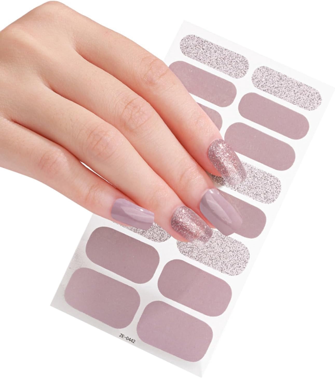 LINLIN 16 Strips Semi Cured Gel Nail Stickers Set for UV Lamp Designer 3D Nails Polish Wraps Fashion Gel Nail Art Stickers Self-Adhesive Nail Polish Strips Nail Polish Wraps