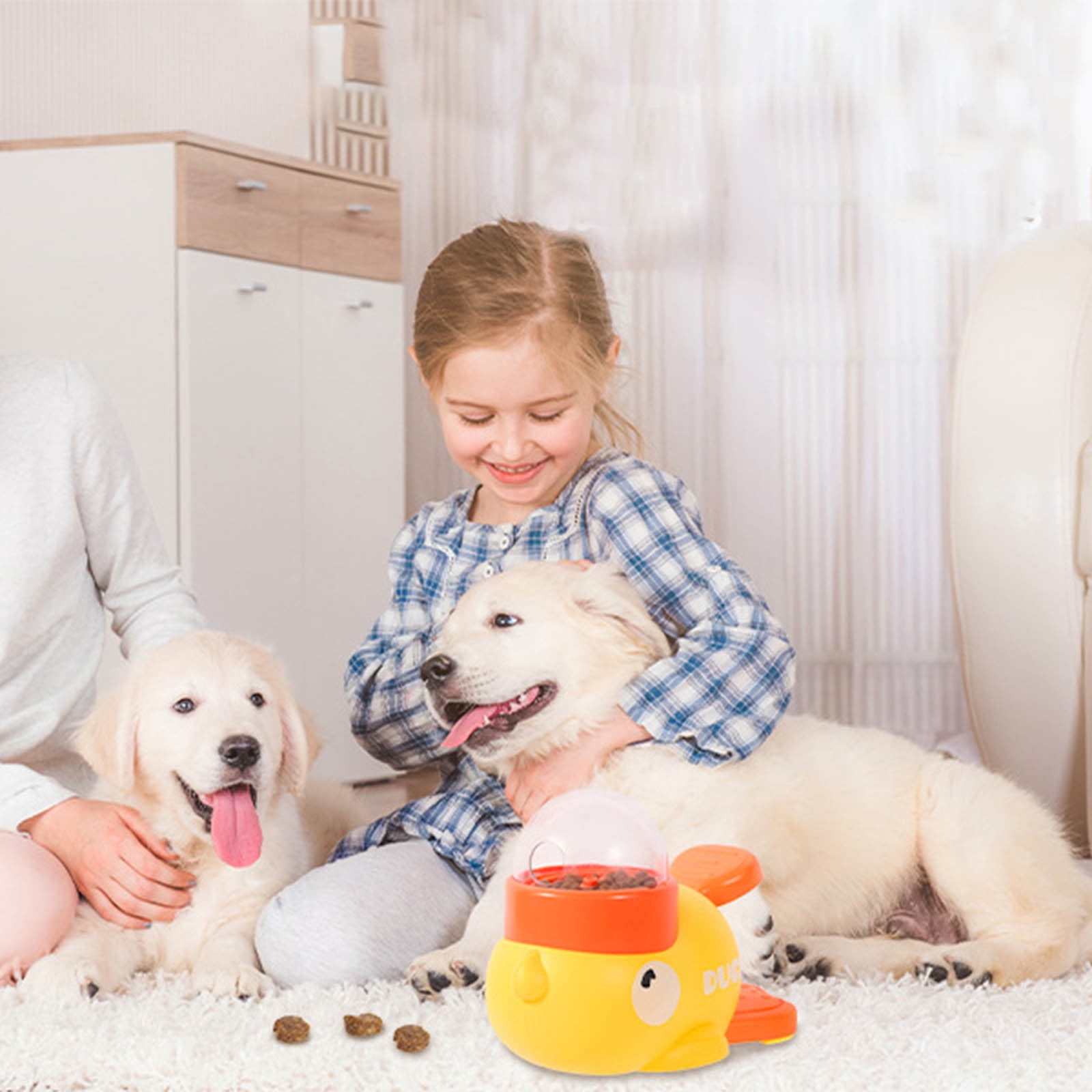 Cadorn Yellow Interactive Dog Feeder – Manual Press - to - Get Food Dispenser for Small, Medium & Large Dogs