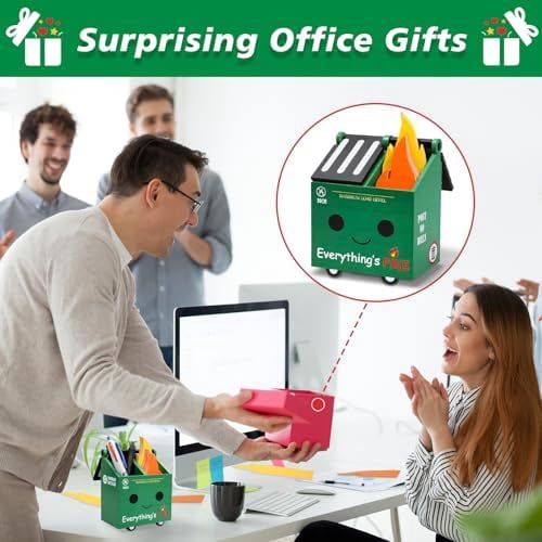 Dumpster Fire Pencil Holder with 100 Pcs Flame Note Cards, Funny Office Desk Accessories Decor, Great Gifts for Coworkers Teacher - Green (Already Assembled)