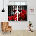 thumbnail image 2 of Wine Glass Red Rose Kitchen Curtains - Country Retro Romantic Flowers Rustic Short Cafe Tier Curtains Decor for Dining Room Valentine Floral Farmhouse Rod Pocket Window Drapes 2 Panels Set 28"x36", 2 of 5