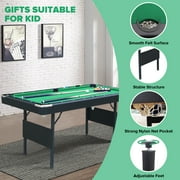 Miniyam 5.5ft Folding Pool Table, Portable Billiards Game Table with Accessories for Families, Green