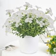 thumbnail image 4 of Cififendec Simulation Flowers Plastic Flowers Fake Silk Colorful Flower Bouquet Outdoor Autumn Decoration Realistic UV Outside Faux Plants for Garden Porch Home(White), 4 of 5