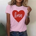 thumbnail image 2 of BiZtdJrK Weekly Sales Valentine's Day Heart Shirts for Women 2025 Fashion Letter Graphic Print Tees Tops Loose Casual Crew Neck Short Sleeve Blouse Pink S, 2 of 6