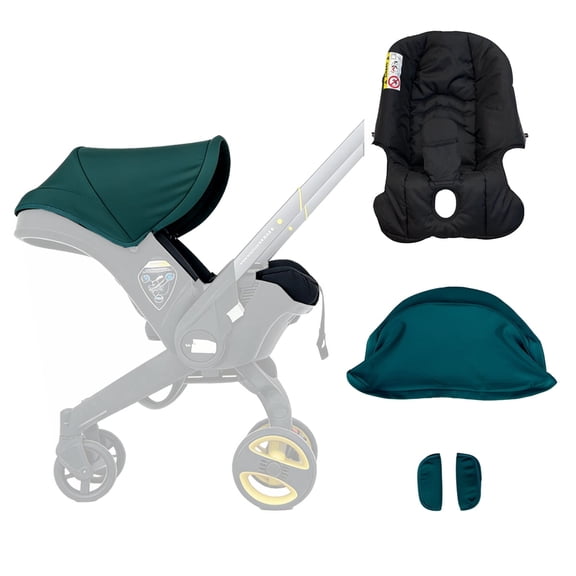 Replacement Kit Compatible with DOONA Car Seat Stroller | Comfortable Thick Seat Cushion Adjustable Canopy Soft Shoulder Pads (Green & Black)