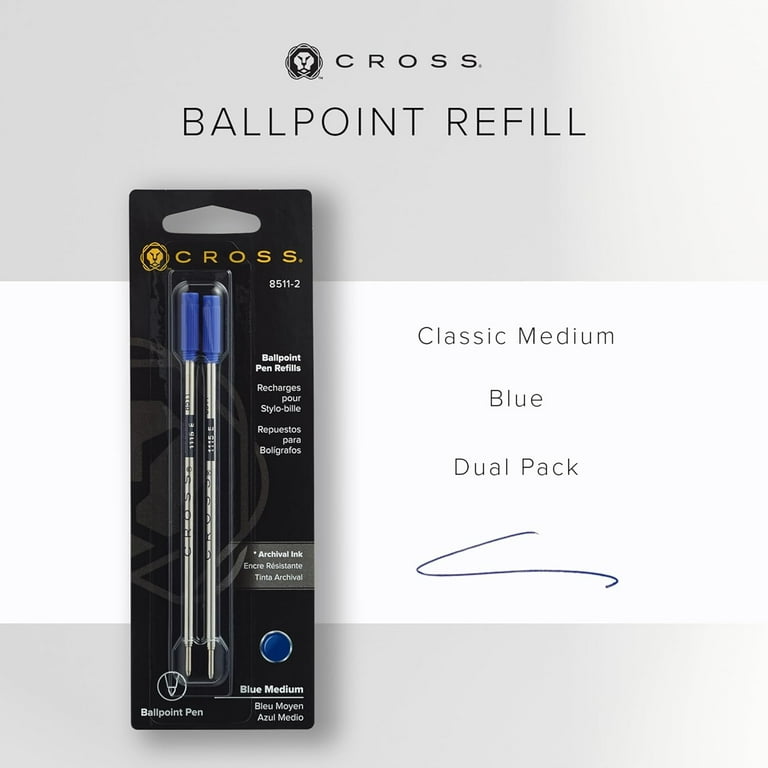 Cross Standard Ballpoint Pen Refills, Medium Point, Blue Ink