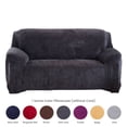 thumbnail image 5 of TOPCHANCES Thicken Velvet Sofa Covers, Stretch Plush Couch Covers for 1 Seater Sofa, Armchair Sofa Slipcover Elastic Furniture Protector with 1pc Free Pillowcase (Dark Gray, Armchair Cover）, 5 of 11