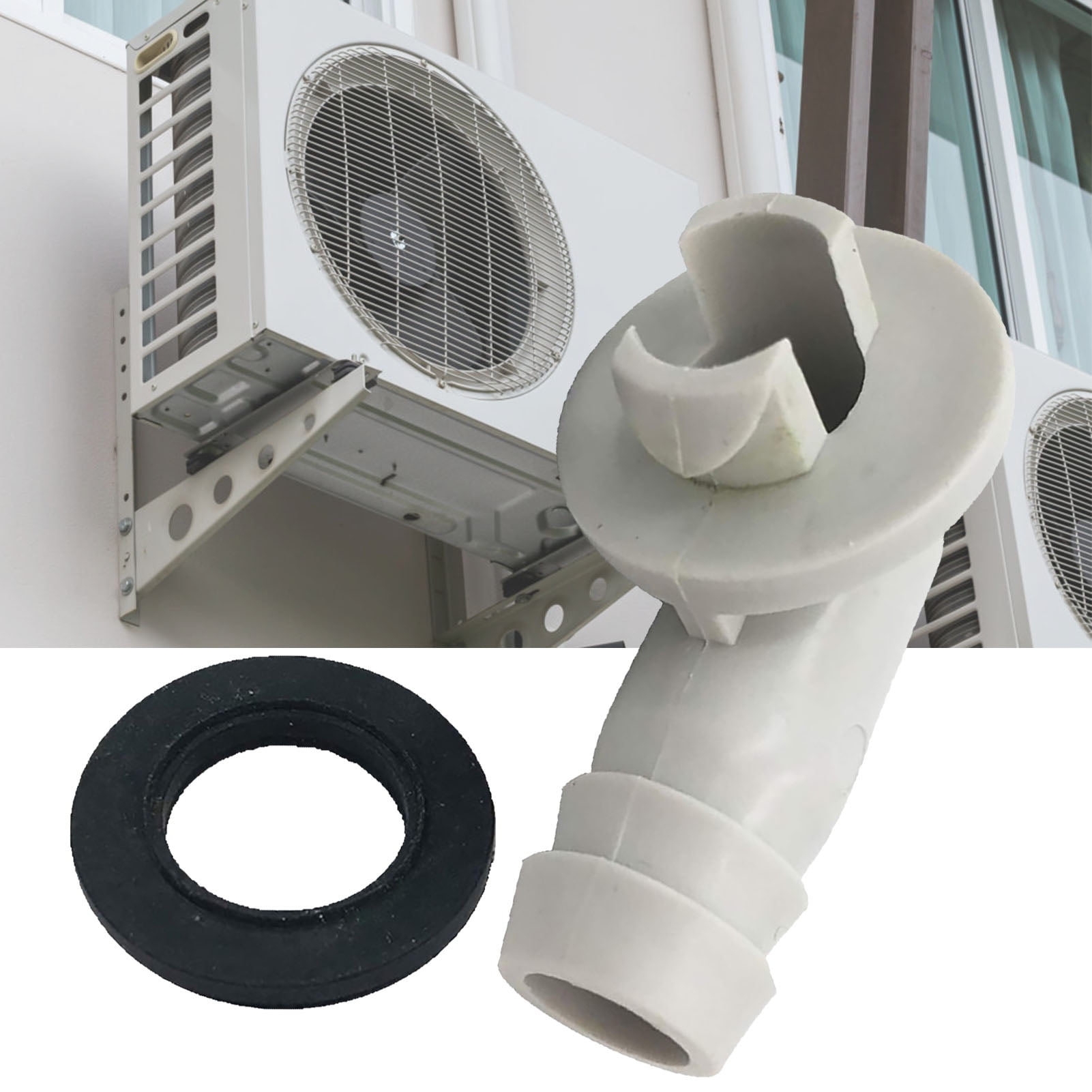 Limei 3/5 Inch(15mm) Air Conditioner Drain Hose Connector Elbow Fitting with Rubber Ring, Universal Fit Mini-Split AC Unit and Window Air Conditioning Unit