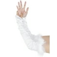 thumbnail image 6 of Women's Satin Hooked Finger Gloves Feather Cuffs Fingerness Costplay Sleeves for Christmas Dance 1920s Party White, 6 of 7