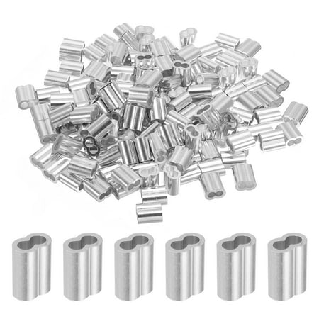 

3/16 5mm Aluminum Crimping Loop Sleeve Double Ferrule Silver 200pcs
