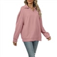 thumbnail image 2 of Camisetas para Mujer, de Larga, con Banda en la Parte Inferior, Informales, de Negocios, con Cuello en V Rosa L, 2 of 10