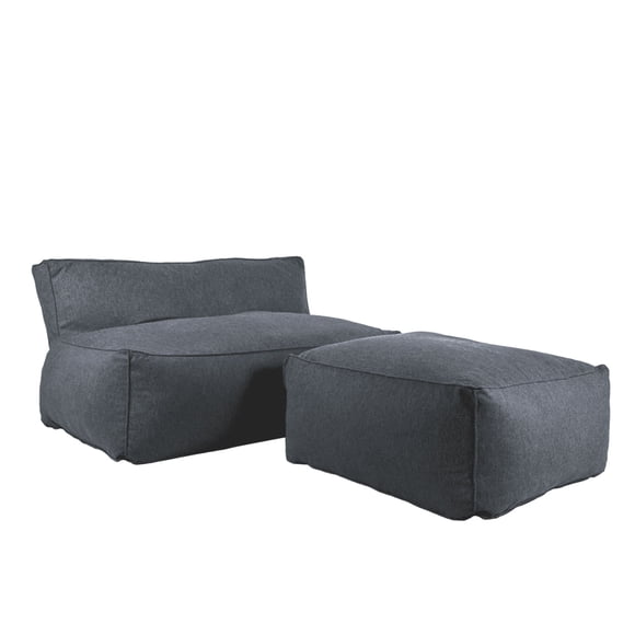 Love Seat Puff con Taburete Ferrara Gris Kessa Muebles