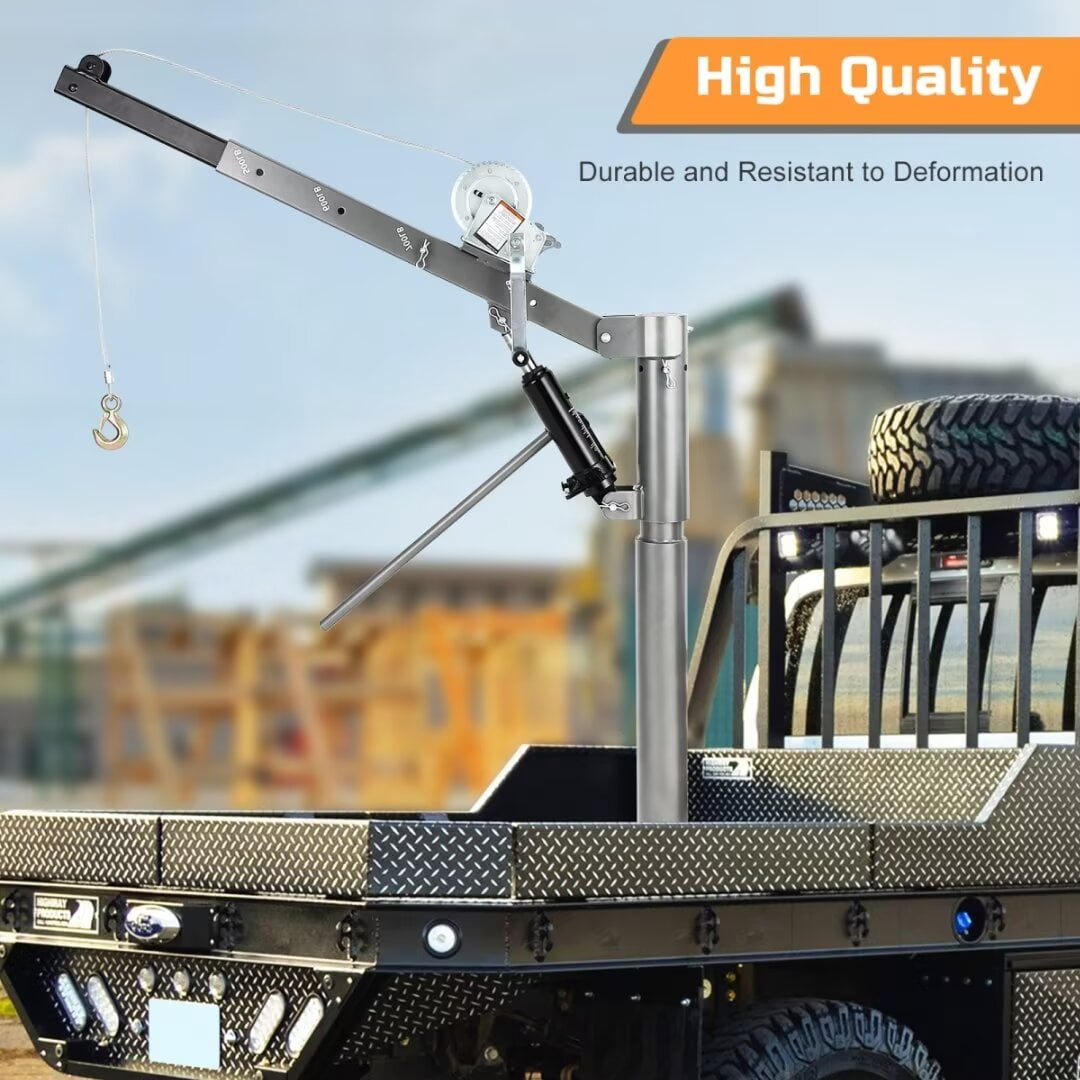 Truck Crane Hoist 1000 lbs Capacity, Truck Jib Crane Hoist Crane Hitch Mount with Four Boom Capacities of 500 lbs, 600 lbs, 700lbs & 1000 lbs, for Lifting Goods