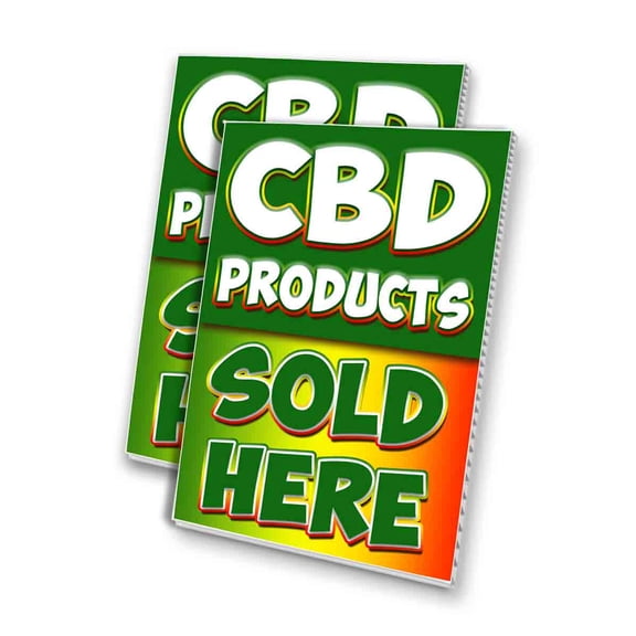 CBD Products Sold Here (24" X 36") 4mm Corrugated Plastic Panel, Graphics Applied To 1 Side (Pk of 2)
