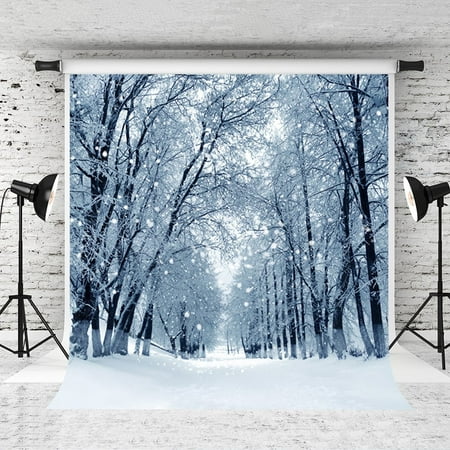 HelloDecor Polyster 5x7ft Snow Forest Backdrop Winter Snowscape Photography Backdrop White Snow Photo Background Studio Props
