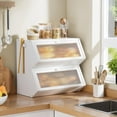 thumbnail image 3 of Double Layer Bread Box for Kitchen Countertop, Large Bamboo Bread Storage Container for Homemade Bread, Farmhouse Bread Holder for Kitchen Counter Cabinet, Pantry, (White, Extra Large), 3 of 16
