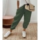 thumbnail image 1 of Pantalones casuales elásticos con bolsillos de algodón y lino para mujer de Europa y América., 1 of 6