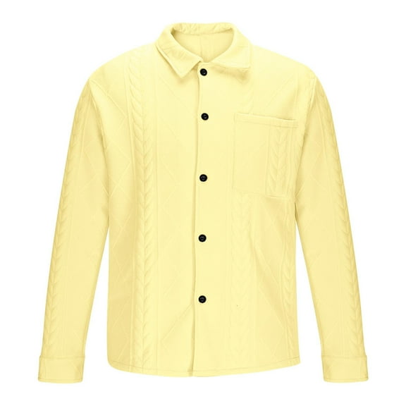 DPTALR George Turn-down Collar Button-up Men Jacket Autumn Solid Color Jackets Vintage Cardigan Top Beige Big and Tall Men XL