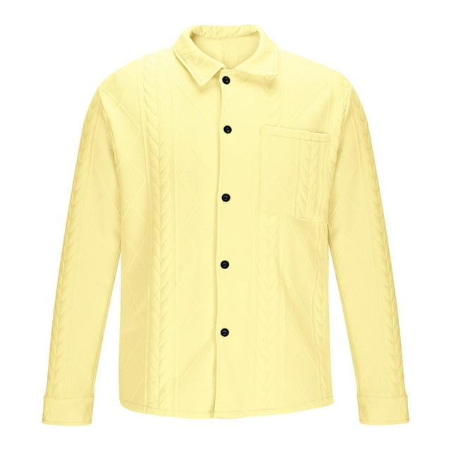 Kalauyu Mens Button Down Shirts Shacket Casual Long Sleeve Jacket Lightweight Work Shirts with Pockets