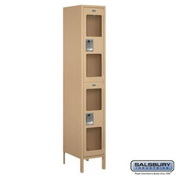 Salsbury S-52168TN-U 1 x 6 x 18 in. Double Tier Extra Wide See Through Metal Locker, Tan - Unassembled