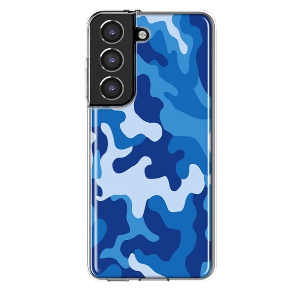 Mundaze - Case for Samsung Galaxy S22 Slim Shockproof Hard Shell Soft TPU Heavy Duty Protective Phone Cover - Blue Camo