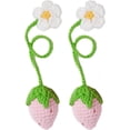 thumbnail image 5 of 2 Pcs Crochet Car Hanging Ornament, Adjustable Car Pendant Decor,Car Mirror Hanging Accessories Decorations, Strawberry Car Ornament,Handmade Knitted Car Mirror Hanging for Car Rearview Mirrior Decor, 5 of 6