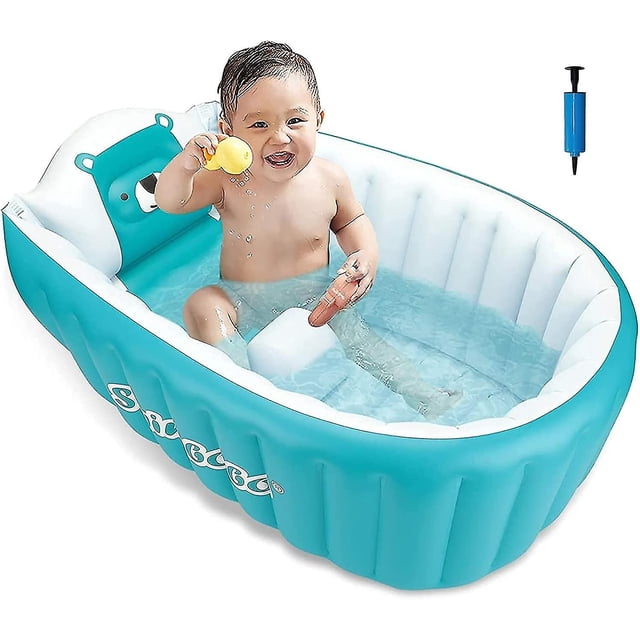 Tina de baño inflable para bebés, Tina de piscina para baño suave de verano, Tina antideslizante plegable Asiento de lavabo de ducha de baño grueso para bebés, Bañera para bebés (0-46 meses)