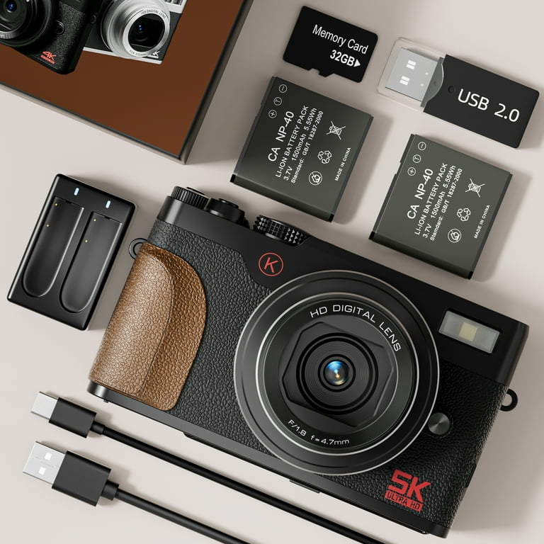 NBD Digital Camera 64MP 5K Autofocus with 180° Flip Screen 18X