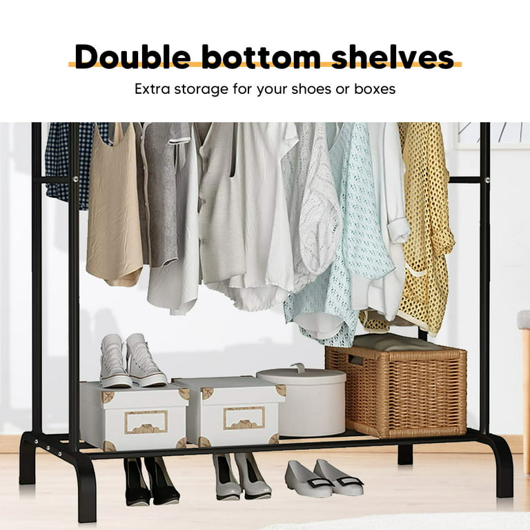  Simple Houseware Double Rod Portable Clothing Hanging Garment  Rack : Home & Kitchen