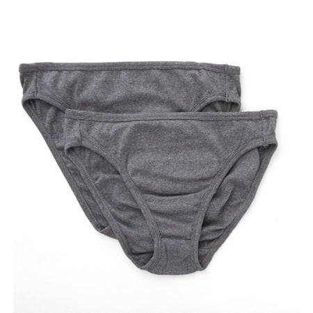 

Women s Cottonique W22207 Latex Free Organic Cotton High Cut Panty - 2 Pack (Melange Grey 10)