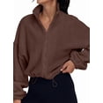 thumbnail image 1 of Chaquetas de Forro para Mujer, Sudaderas Extragrandes con Cremallera, Ropa de Invierno, Conjuntos de Larga y Corte Corto para Otoño. Color Café M, 1 of 10
