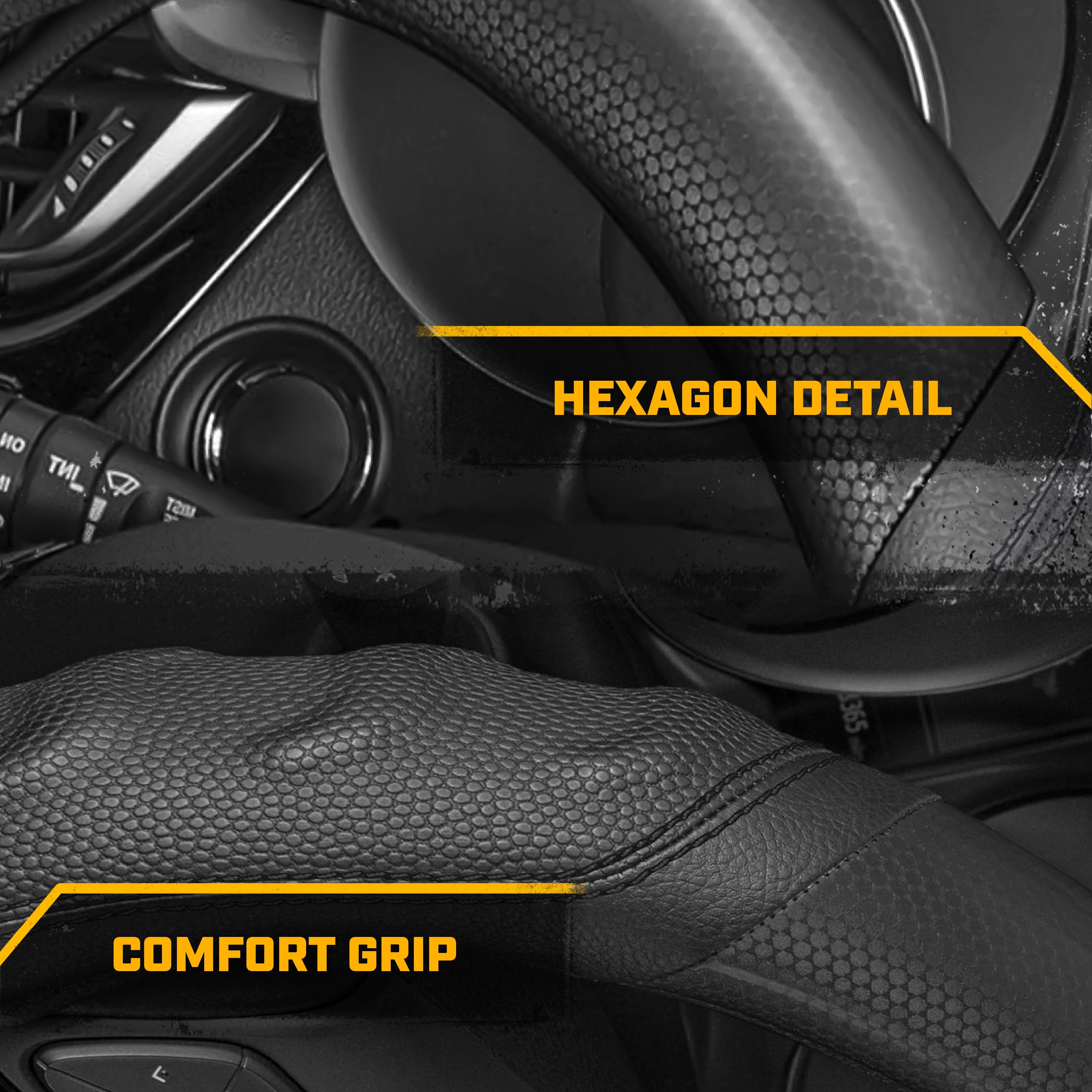 Cat® HexSport Black Carbon Fiber Steering Wheel Cover, Standard 15 inch Size, Durable and Comfortable with Advanced Grip, Car Steering Wheel Cover for Auto Truck Van SUV