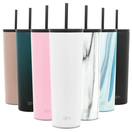 Simple Modern 28oz. Classic Tumbler with Straw Lid & Flip Lid - Travel Mug Gift Vacuum Insulated Coffee Beer Pint Cup - 18/8 Stainless Steel Water Bottle -White